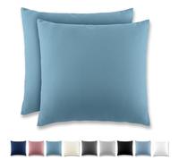 REDKEY Funda Almohada- Juego de 2 Fundas Almohadas 80x80 cm, con Cremallera Oculta, Transpirable Suave Antiarrugas de Microfibra - Azul Agua