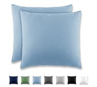 REDKEY Funda Almohada- Juego de 2 Fundas Almohadas 80x80 cm, con Solapa (sin Cremallera), Transpirable Suave Antiarrugas de Microfibra - Azul Claro