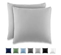 REDKEY Funda Almohada- Juego de 2 Fundas Almohadas 80x80 cm, con Solapa (sin Cremallera), Transpirable Suave Antiarrugas de Microfibra - Gris Claro