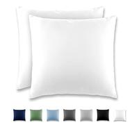 REDKEY Funda Almohada- Juego de 2 Fundas Almohadas 80x80 cm, con Solapa (sin Cremallera), Transpirable Suave Antiarrugas de Microfibra - Blanco