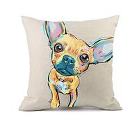 Redland Art Fundas de almohada de lino para mascotas, diseño de Chihuahua, para decoración del hogar, 18 x 18 pulgadas
