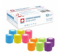 REDLEAF Compresa cohesiva, no estéril, venda autoadhesiva (5 cm x 4,6 m, 12 rollos)