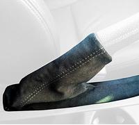 RedlineGoods Funda para Freno de Mano Compatible con BMW 1-Series 2004-13 Alcantara Negra Costura Azul