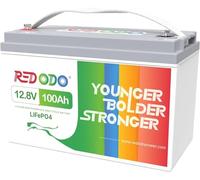 Redodo 12V 100Ah Batería Litio 1280Wh LiFePO4 Batería Rcargable con BMS 100A Más 101% de Energía Utilizable 4000-15000 Ciclos de Profundidad para Caravanas Barcos Autocaravanas Casa Solar Off-Grid