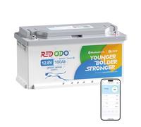 Redodo 12V 100Ah H190 Bateria Litio con Bluetooth 1280Wh Batería LiFePO4 con BMS 100A 189mm de Altura Protección de Baja Temperatura para Autocaravanas/Barco/Cabaña Off-Grid/Emergencia Doméstica