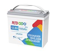 Redodo 12V 100Ah Mini Batería Litio,LiFePO4 Batería Integrado 100A BMS,1/2 del Espacio,18% Menos de Peso y hasta 15000 Ciclos para Camping,Almacenamiento de Energía Solar Doméstica,RV