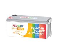 Redodo 12V 300Ah Batería Litio, BMS 200A Integrado LiFePO4 Batería, Potencia Máxima de Salida 2560W, UL&FCC Certificado Almacenamiento en Casa, Camper, Camping, Motores Trolling