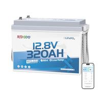 Redodo 12V 320Ah Batería LiFePO4 con Bluetooth 4096Wh Batería Litio 189 mm de Ancho para el Espacio Bajo Asientos BMS 200A Autonomía para Caravana/Barco/Cabaña Off-Grid/Emergencia Doméstica