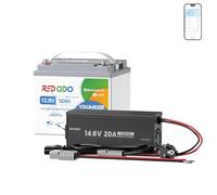 Redodo 12V 50Ah Batería Litio con Bluetooth + 14,6V 20A Cargador 640Wh BMS 50A Protección Bajas Temperaturas Carga Rápida en 2,5 Horas para Baterías 12V LiFePO4 Camping Off-Grid Solar
