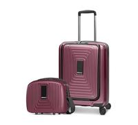 REDOLZ Artículos comunes Essentials 14, Berenjena Metálica, S+ (Laptop) & Beauty-Case, Carro rígido con ruedas giratorias