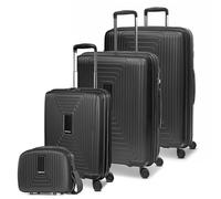 REDOLZ Essentials 14 Productos habituales, Color negro., 4-SET Trolley+ erweiterbar & BC, Carro rígido con ruedas giratorias