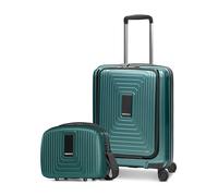 REDOLZ Artículos comunes Essentials 14, Verde perla metálico, S+ (Laptop) & Beauty-Case, Carro rígido con ruedas giratorias