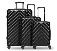 REDOLZ Artículos comunes Essentials 18, negro brillante, Kofferset (3-teilig) erweiterbar, Carro rígido con ruedas giratorias, juego de 3