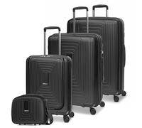 REDOLZ Carretilla Beauty Case con Compartimento para portátil Essentials 14 Trolley Set 4 -Piezas (S Exp. Front Pocket + Beauty Case) Black Metallic Negro