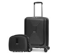 REDOLZ Carretilla Beauty Case con Compartimento para portátil Essentials 14 Trolley with Front Pocket + Beauty Case Black Metallic Negro