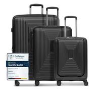 REDOLZ Carretilla con Compartimento para portátil Essentials 14 Trolley Set 3 -Piezas (S Exp. Front Pocket) Black Metallic Negro