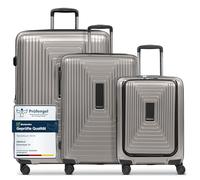 REDOLZ Carretilla con Compartimento para portátil Essentials 14 Trolley Set 3 -Piezas (S Exp. Front Pocket) Coffee Grey Metallic marrón Topo