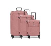 Redolz Essentials 12 THREE SET 4 ruedas Juego de maletas 3 piezas con pliegue de expansión rosa