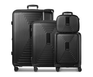 Redolz Essentials14 Juego de maletas de 4 ruedas Beautycase 4pcs con compartimento para portátil plegable expansible negro