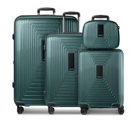 Redolz Juego de maletas Essentials 14 de 4 ruedas + neceser 4 pzs. con pliegue extensible verde