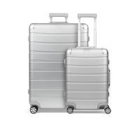Redolz Juego de maletas de aluminio de 4 ruedas Pro S+L plateado
