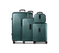 Redolz Juego de maletas Essentials 14 de 4 ruedas + neceser 4 pzs. con pliegue extensible verde