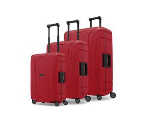 Redolz Set de maletas Essentials 15 de 4 ruedas, 3 piezas, con cierre de tres puntos rojo