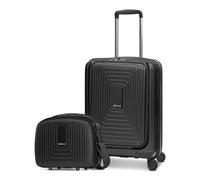 REDOLZ Trolley With Front Pocket + Beauty Case Black Metallic
