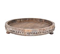 Redonda Bandeja de Madera Rústica Portavelas para Decorativa Servir, Candelabros, Mayordomo, Encimeras de Cocina，30CM