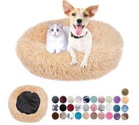 Redonda Cama para Perros Cómodo Suave Cama Gatos Anti Ansiedad Cama Perro Colchón Lavable con Parte Inferior Antideslizante Pequerios, Medianos, Grandes Marrón Claro 100cm