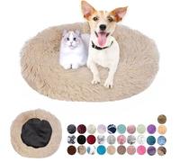 Redonda Cama para Perros Cómodo Suave Cama Gatos Anti Ansiedad Cama Perro Colchón Lavable con Parte Inferior Antideslizante Pequerios, Medianos, Grandes Beige 110cm
