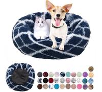 Redonda Cama para Perros Cómodo Suave Cama Gatos Anti Ansiedad Cama Perro Colchón Lavable con Parte Inferior Antideslizante Pequerios, Medianos, Grandes Blanco Azul Marino 40cm