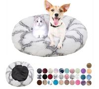 Redonda Cama para Perros Cómodo Suave Cama Gatos Anti Ansiedad Cama Perro Colchón Lavable con Parte Inferior Antideslizante Pequerios, Medianos, Grandes Blanco Gris 100cm