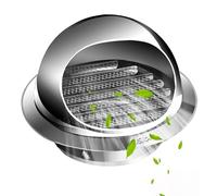 Redonda Cubierta de Ventilación, Rejilla Ventilación de Acero Inoxidable, La Intemperie con Malla Fina,para Campana Pared 100mm 120mm 200mm(160mm/6.2in)