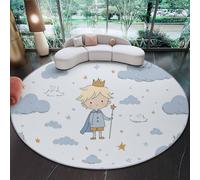 Redonda para Sala de Cuentos de Hadas para niños, príncipes Estar, Lavable a máquina, Beige Antideslizante,de Pelo bajo y no desprende Pelo,para Sala de Estar, Dormitorio, salón 150 cm (Round)