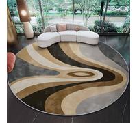 Redonda para Sala de Geometría de Curvas de abstracción Estar, Lavable a máquina, Beige Antideslizante,de Pelo bajo y no desprende Pelo,para Sala de Estar, Dormitorio, salón 120 cm (Round)