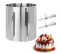 Redondo Anillo repostería，Molde para Tartas Ajustable 16-30cm，Con escala，Aro para Tartas con 2 clips de sujeción Forma de pastel súper alta para estratificar y decorar