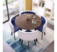Redondo Conjunto Mesa Cocina Comedor y Sillas, Mesa de Reuniones Conferencias, Tablero de Mesa de MDF(Azul)