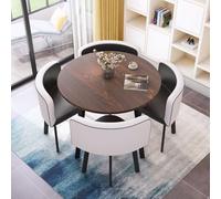 Redondo Conjunto Mesa Cocina Comedor y Sillas, Mesa de Reuniones Conferencias, Tablero de Mesa de MDF(Negro)