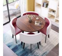 Redondo Conjunto Mesa Cocina Comedor y Sillas, Mesa de Reuniones Conferencias, Tablero de Mesa de MDF(Red-Purple)