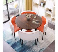 Redondo Conjunto Mesa Cocina Comedor y Sillas, Mesa de Reuniones Conferencias, Tablero de Mesa de MDF(Orange)