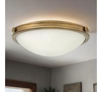 Redondo Deckenleuchte Estilo Moderno En Latón Cristal Blanco Pantalla Ø48cm Piso