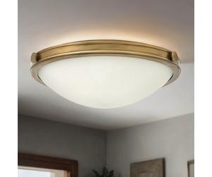Redondo Deckenleuchte Estilo Moderno En Latón Cristal Blanco Pantalla Ø48cm Piso