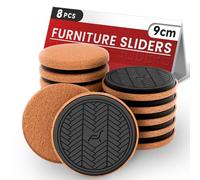 Redondo Deslizadores de Fieltro para Muebles, Marrón 8 Piezas - 9cm Super Furniture Sliders,Protector Patas Sillas,Protectores de Suelo, Mueva los Muebles fácilmente