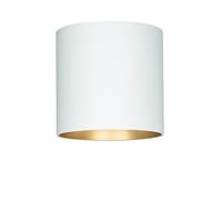 Licht-Erlebnisse Foco de superficie GU10 lámpara de techo, foco de superficie blanco, dorado, brillante, cocina, pasillo, Ø12,7 cm, foco de techo, foco, pequeño, redondo, foco de techo, proyector