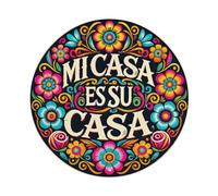 Redondo Mexican Floral Mi Casa Es Su Casa Spanish Cote Metal Wall Sign Placa De Aluminio Retro, Decoración De Pared Vintage Para Hogar, Bar, Garaje Y Granja 20x20cm