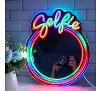 Redondo selfie RGB neon señal espejo decoración del hogar arte de la pared luz para la boda dormitorio sala de estar vestuario decoraciones de fiesta alimentado por USB