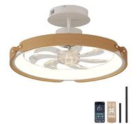 Redondo Ventilador De Techo Con Luz 58w Led Regulable Dormitorio Lampara Ventilador Techo Con Mando A Distancia Y App 6 Velocidades Silencioso 52cm Ceiling Fan With Light Con Lámparas Para Comedor