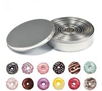 Redondos Moldes Rosquillas de Acero Inoxidable, 12 Unids Cortador de galletas redondo de acero inoxidable Moldes de anillo de metal para hornear para masa Fondant Circle Donut Pastry Donut Cutters