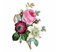 Redoute - Papel de arroz para ramo de rosas, 20,32 x 26,67 cm, diseño de ramo de 6 x 1 impreso en 2 tamaños diferentes en papel de morera de 30 g/m², fibras visibles para decoupage, manualidades,